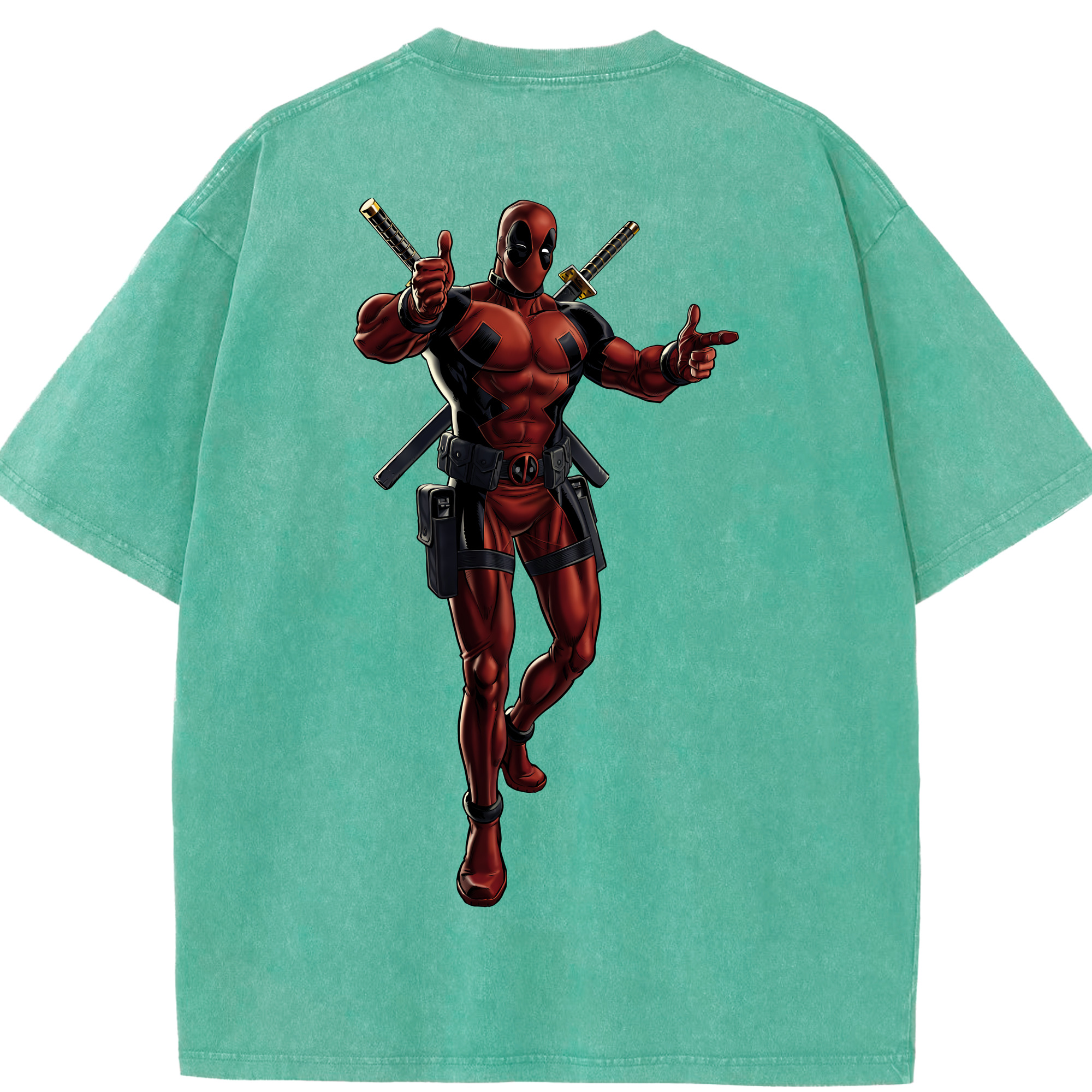 （画像用） Deadpool デッドプール 綿100% ヴィンテージ風 半袖Tシャツ（背面プリント）